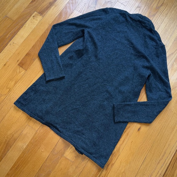 Kinross Cashmere Cardigan Sweater M Green Open Front Longline Knit Quiet Luxury - Picture 2 of 10